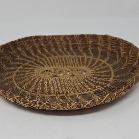 Antique Native American Indian Woven Sweetgrass & Pine Needle Catch All Basket - Picture 5 of 6